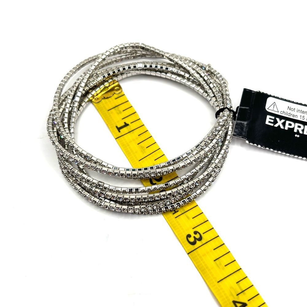 Express Silver Rhinestone Bracelet 8pc Set - Picture 6 of 6
